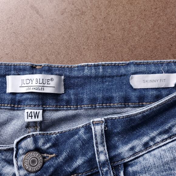 Judy Blue Jeans Women 14W Acid Wash Skinny Fit Ankle Distressed Retro Grunge - Picture 9 of 11